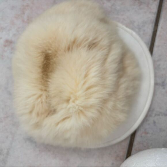 REAL RABBIT FUR HAT skully cap head piece accessory Vtg Snow Leather Rabbit Fur Hat, Soviet Vintage Warm Winter Hat From USSR  main image 4